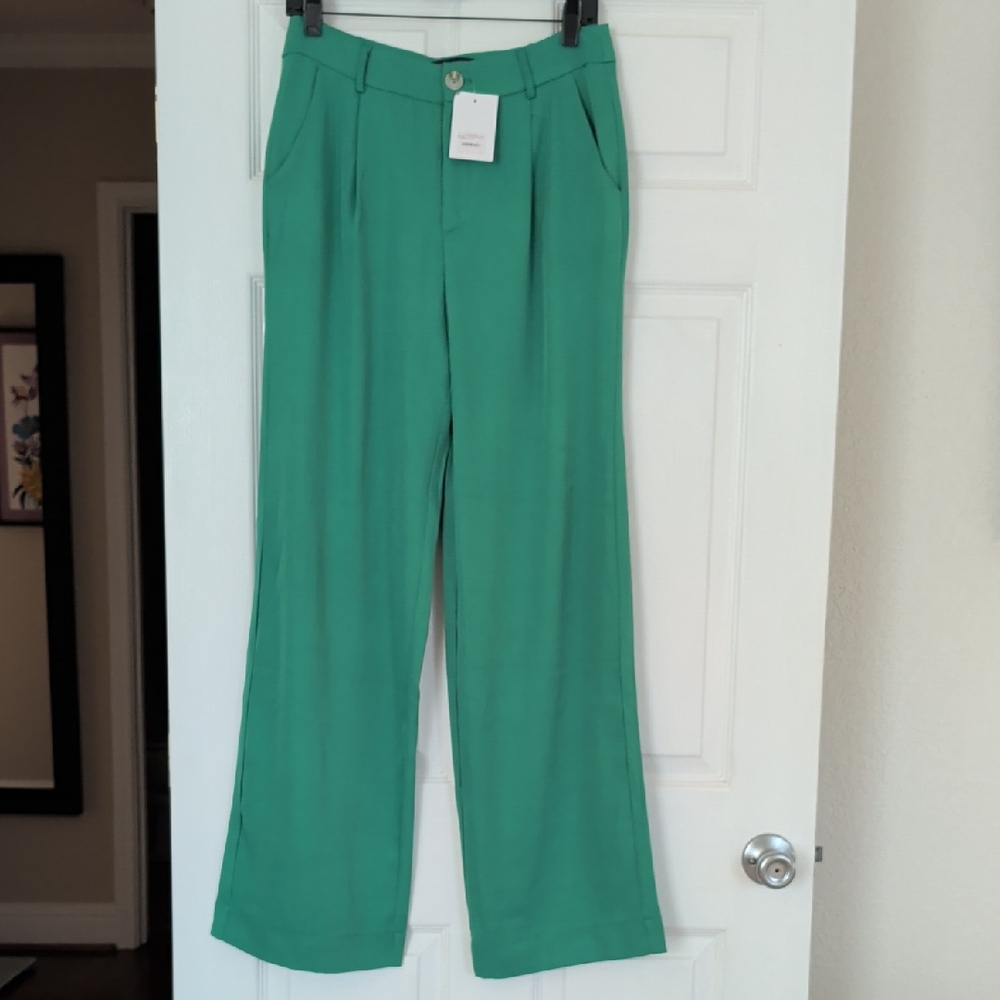 Cotton Candy Vibrant Green Wide Leg Pants